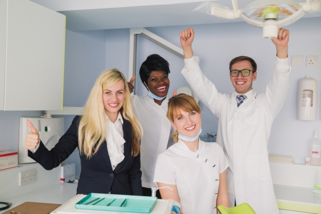 happy dental team